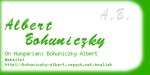 albert bohuniczky business card